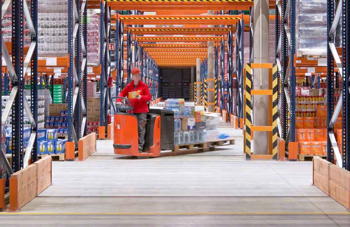 Operators travel around the warehouse following the instructions on the picking list