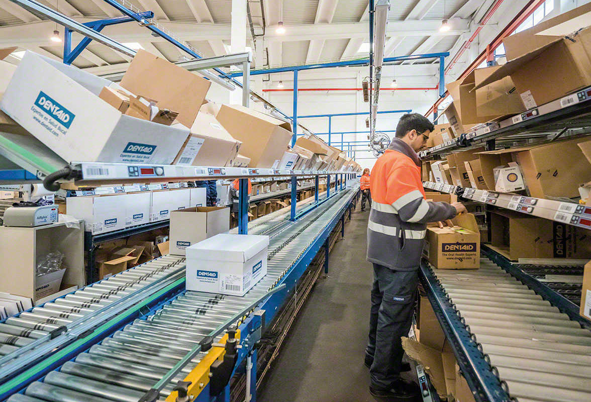 Logistics operator putting together a warehouse order