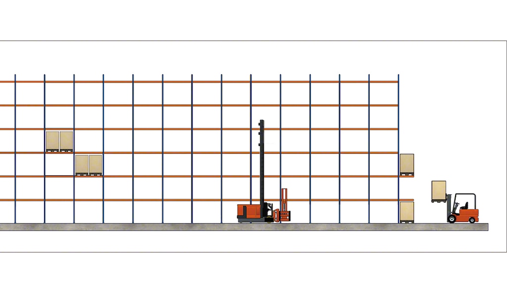 Positioned on the ends of the racking structure, P&D stations hold goods temporarily