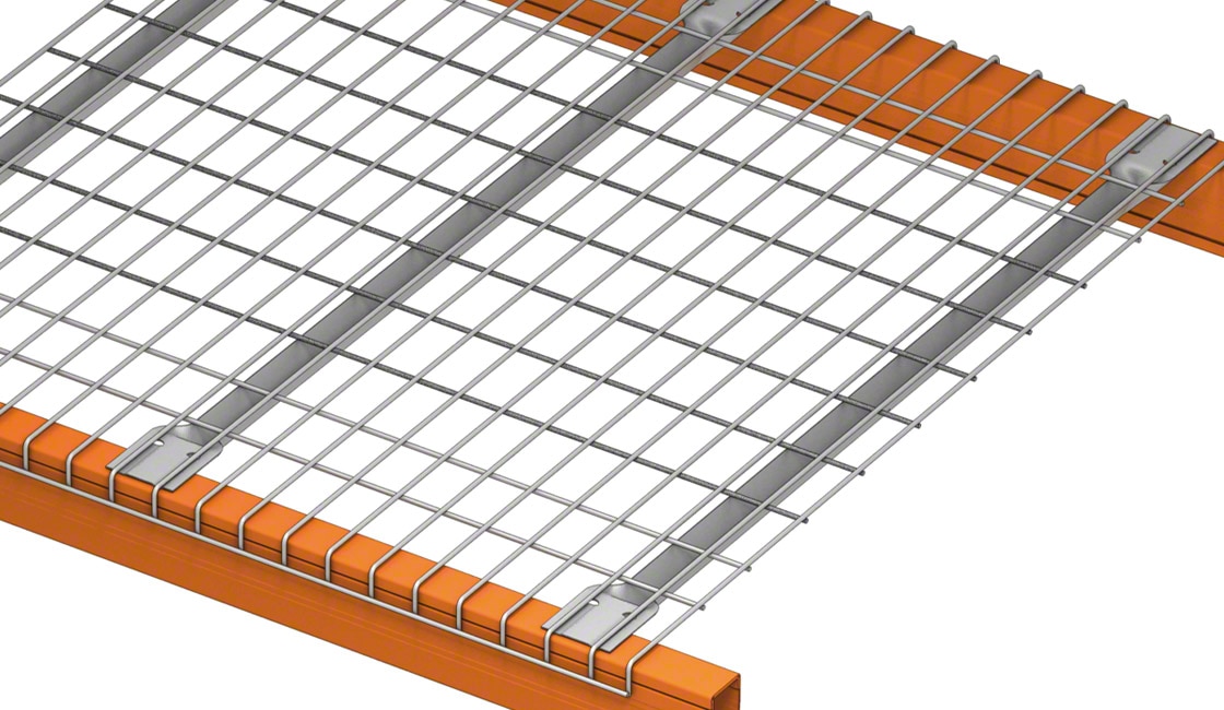Wire mesh shelves guarantee the circulation of water through the shelving in the event of a fire