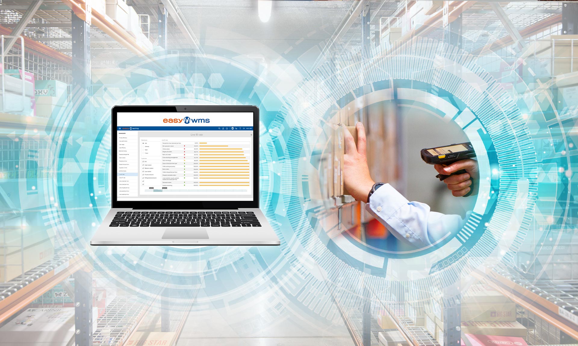 Picking process in a warehouse with a WMS
