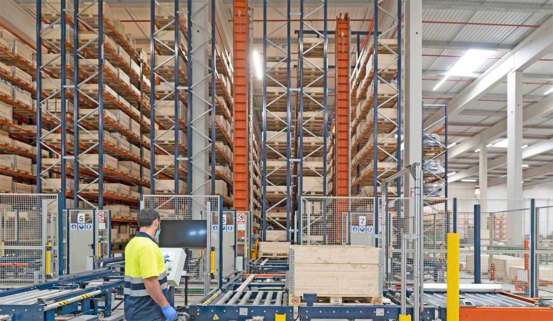 PLCs activate the movement of automatic handling equipment in a logistics facility