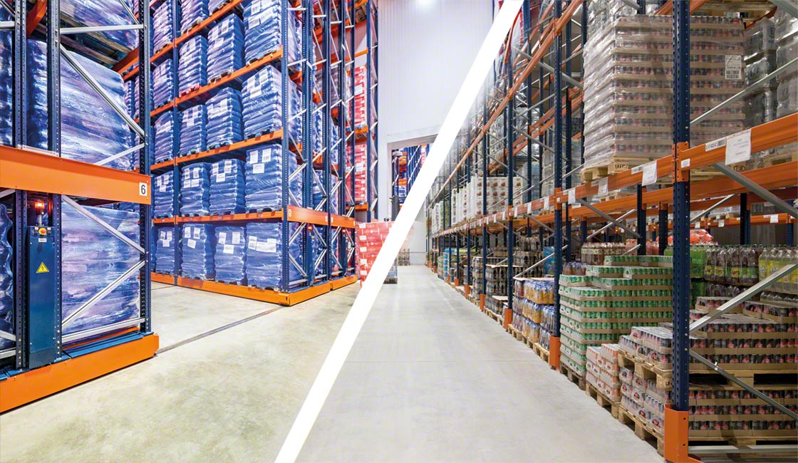 Warehouse storage techniques with direct access facilitate storage and order picking tasks