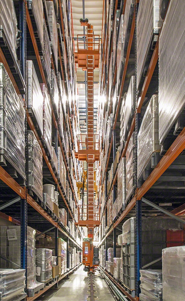 The chocolate is stored in an aisle that runs at a controlled temperature
