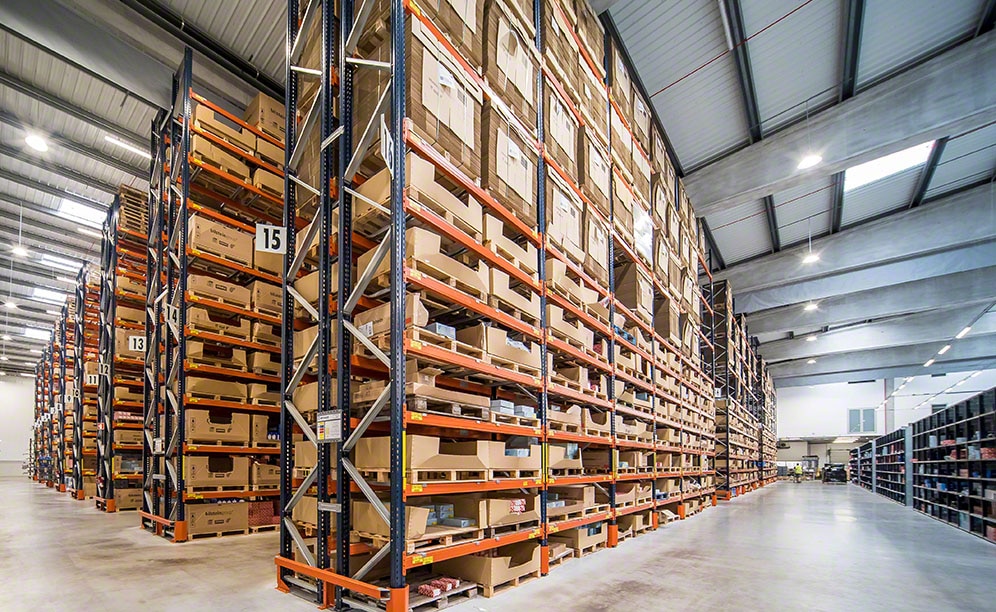 Pallet racks in the bilstein group warehouse in Portugal