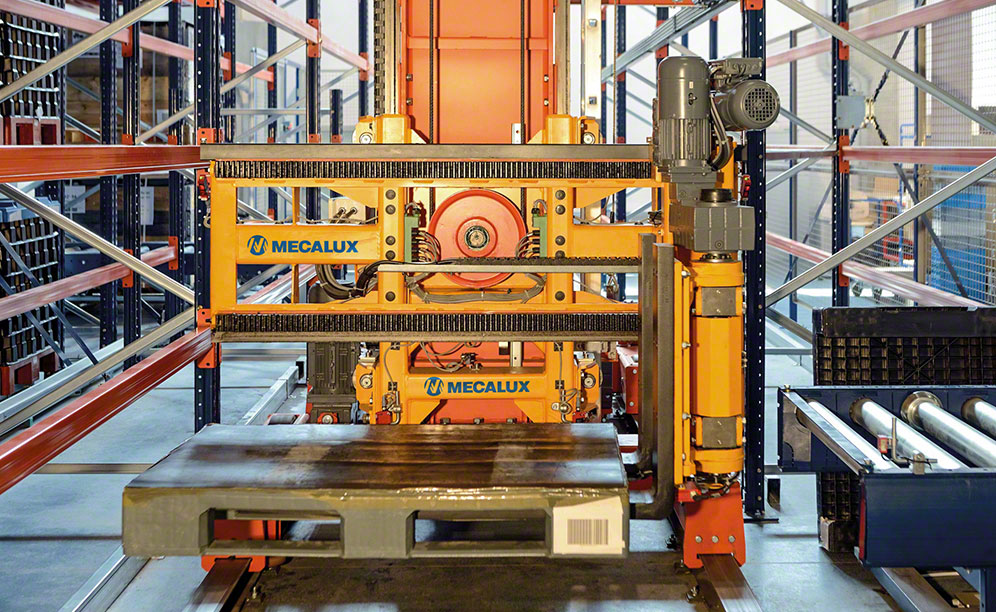 Trilateral stacker crane in the SMA Magnetics warehouse