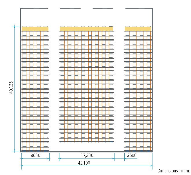 Warehouse layout: Pallet racks with Pallet Shuttle