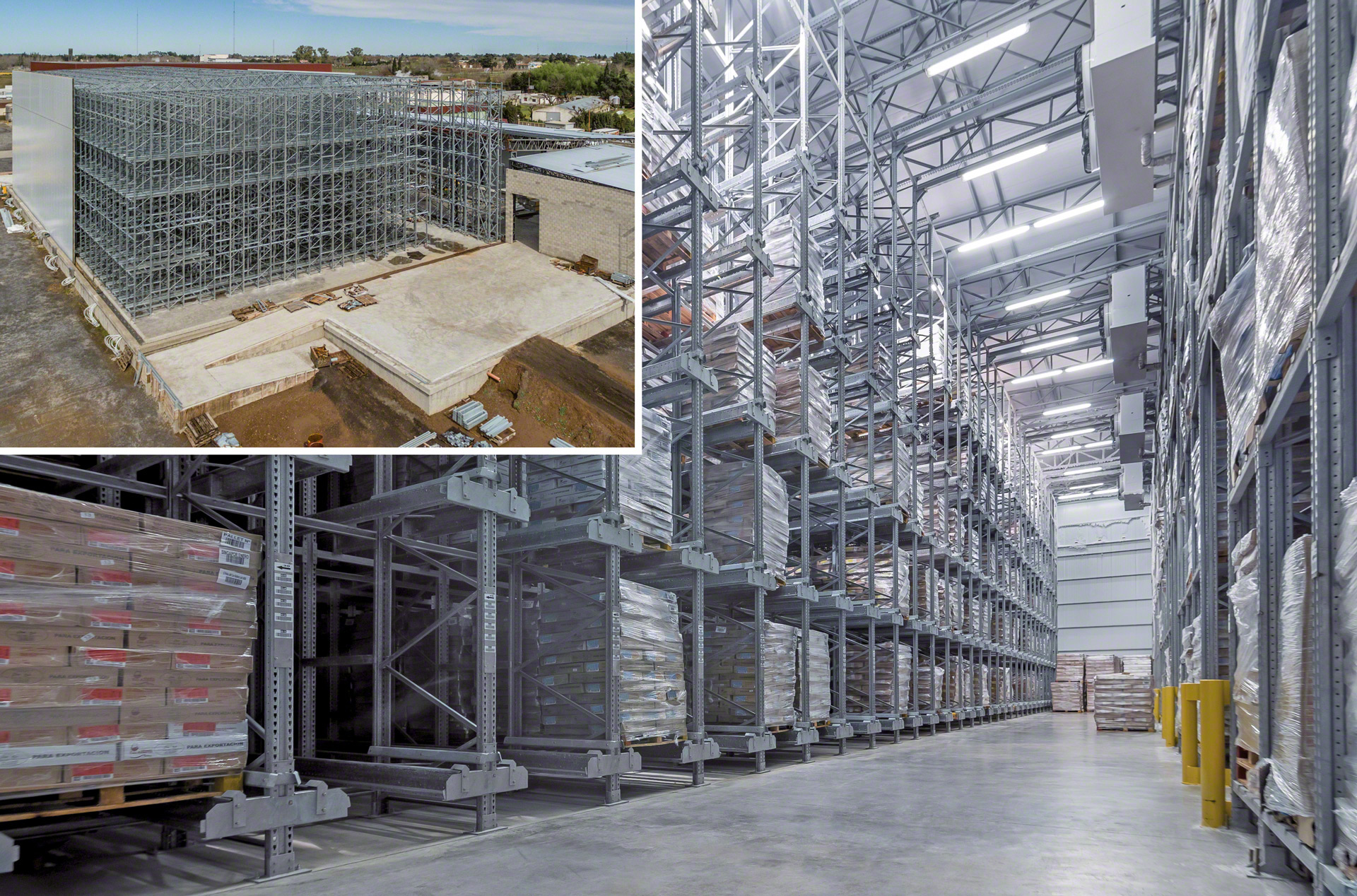 In order to maximize warehouse space in cold storage environments, the Pallet Shuttle can be combined with Rack Supported Buildings