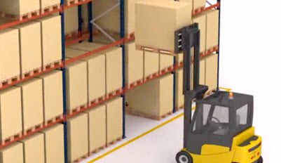 3D animation of a mobile racking system for pallets - Mecalux.com