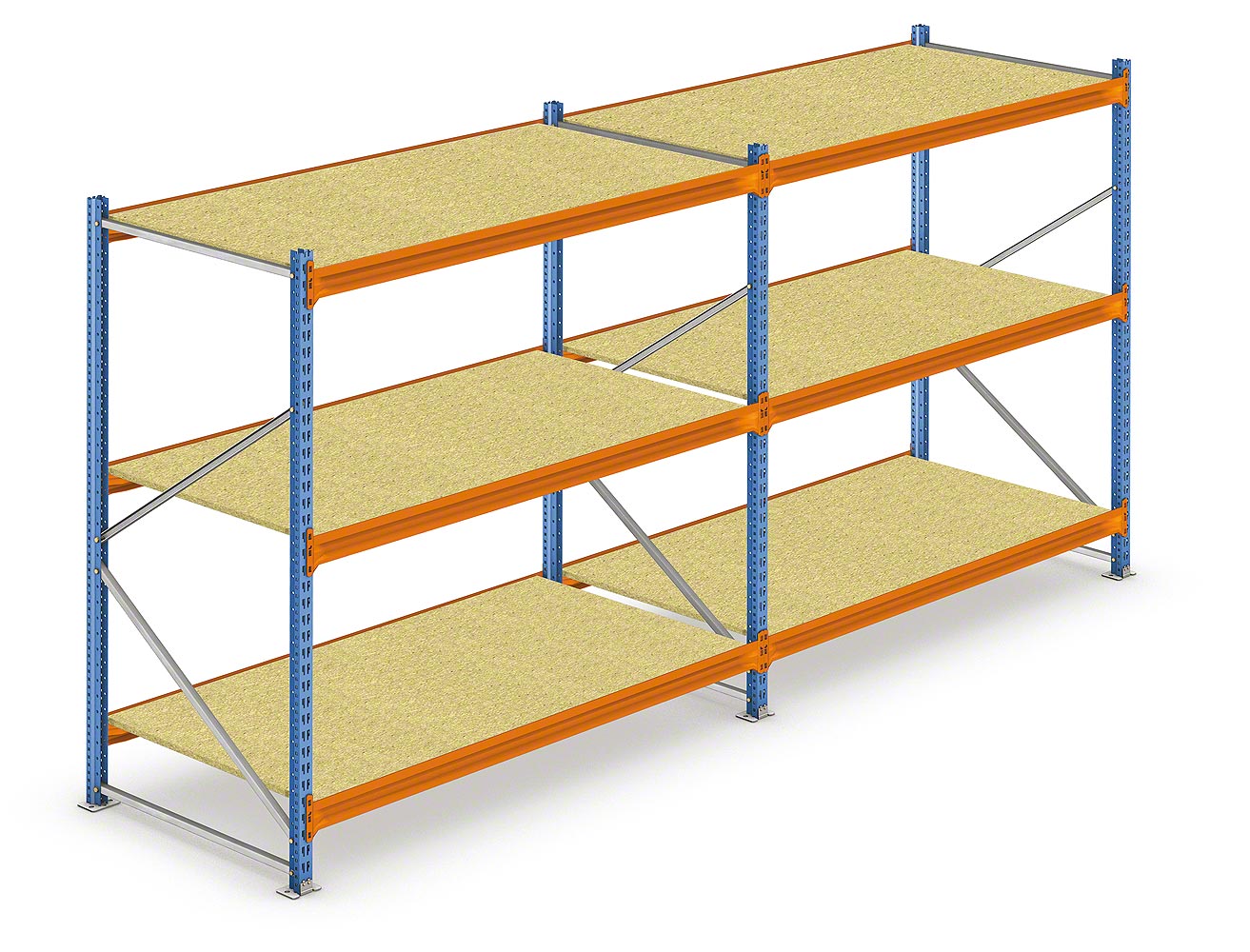 Mecalux Wide Span Shelving, Add-On Unit with Wire Decking 8'H x 8'W x 24''D, 3 Shelf Levels