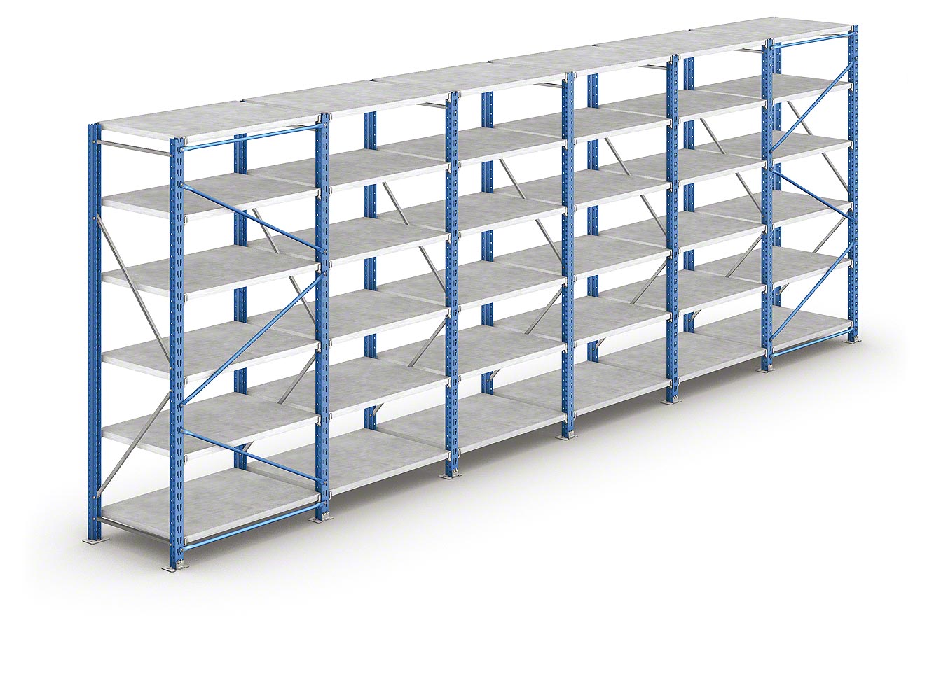 Mecalux Wide Span Shelving, Add-On Unit with Wire Decking 8'H x 8'W x 24''D, 3 Shelf Levels