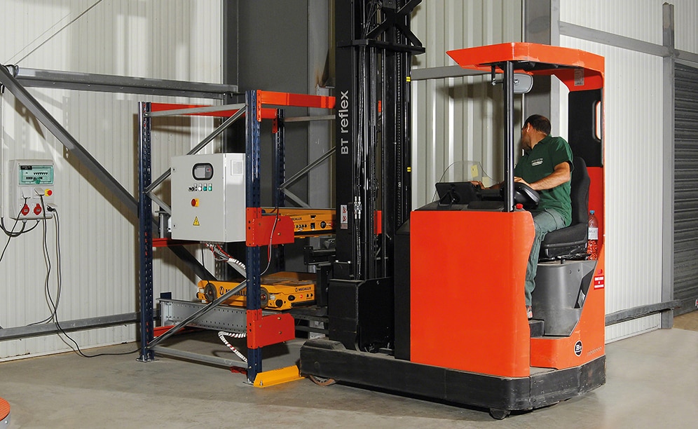 The battery charging station set up to charge two shuttles at once The battery charging station set up to charge two shuttles at once