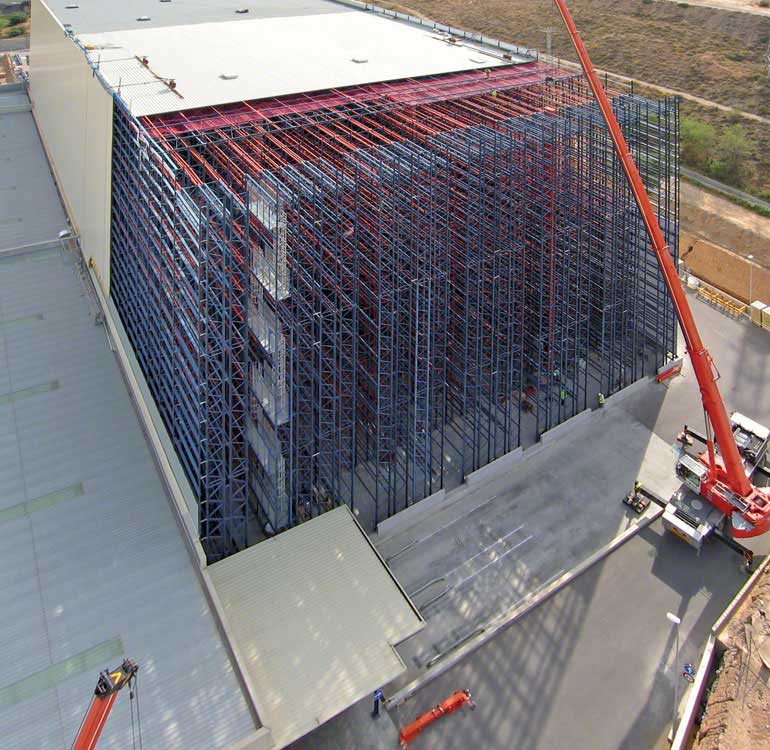 A clad-rack warehouse for the manufacture and distribution of health technology products