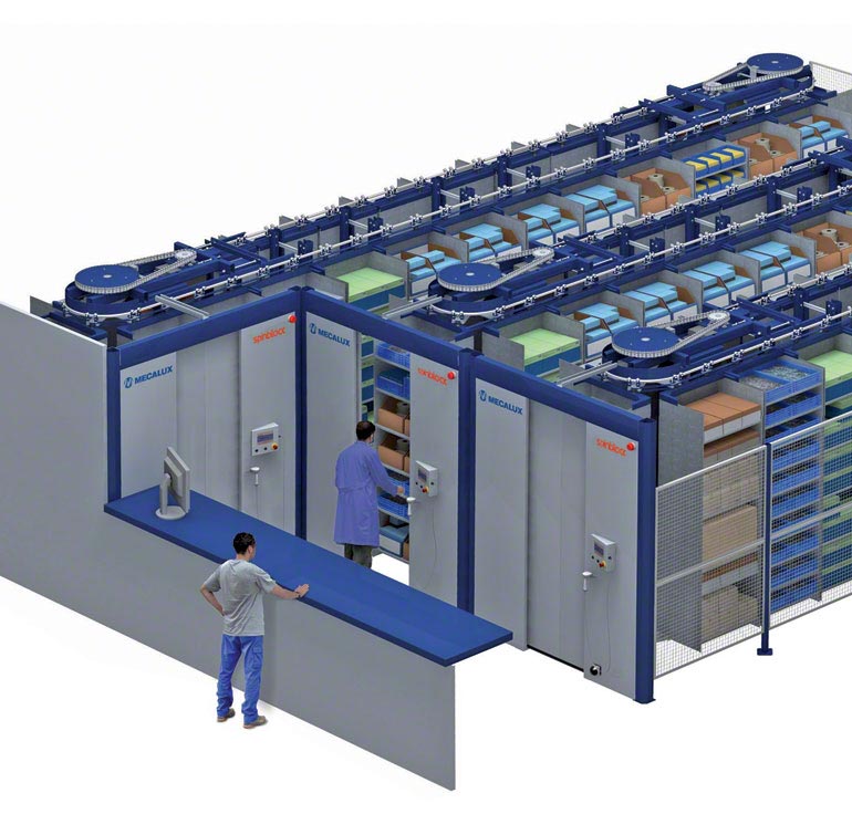 Storage system with horizontal carousel