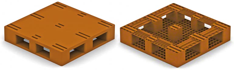 This model is very similar to the type 2 wooden pallet, with perimeter skids. The restrictions are the same as for those pallets