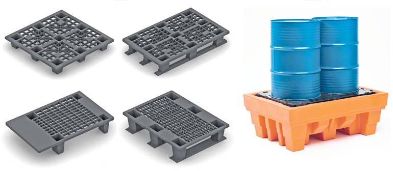 Different plastic pallet models. Image provided by Disset