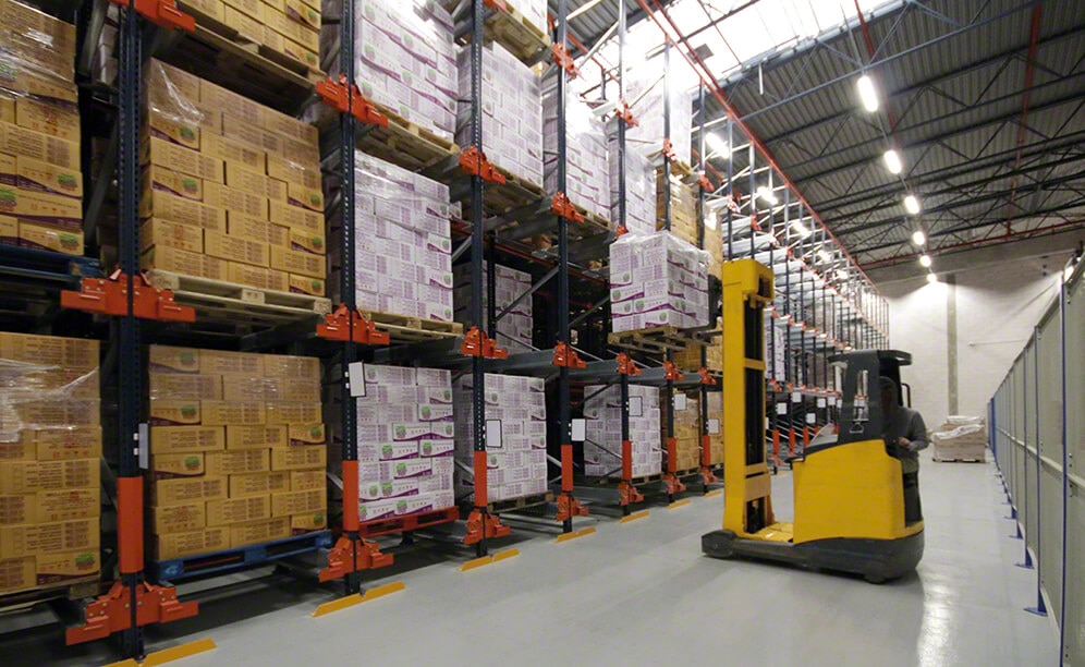 The Pallet Shuttle is a high-density storage system that lets First Food insert and extract a huge number of palletised consumer goods quickly The Pallet Shuttle is a high-density storage system that lets First Food insert and extract a huge number of palletised consumer goods quickly