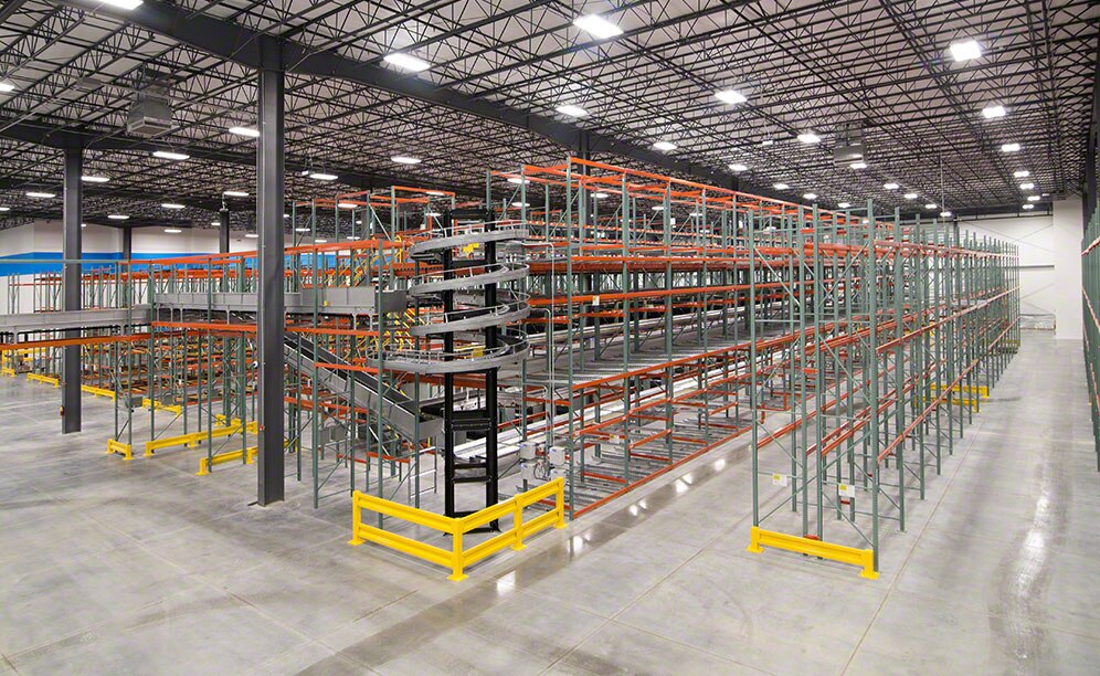 The high-rise picking bay comprises three different storage levels The high-rise picking bay comprises three different storage levels