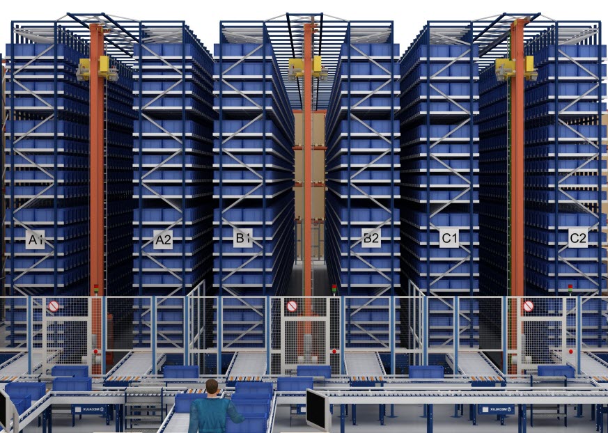The automated warehouse for boxes of Cárnicas Medina in Buñol (Valencia)
