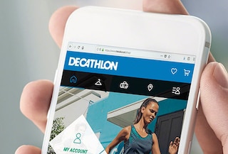 Picking shelves in the online sales warehouse of Decathlon Picking shelves in the online sales warehouse of Decathlon
