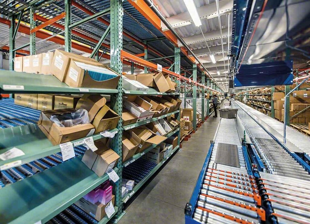 Picking zone supplemented by a box conveyor Picking zone supplemented by a box conveyor