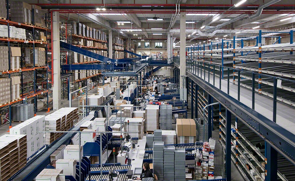 Shelving with walkways triples storage capacity Shelving with walkways triples storage capacity