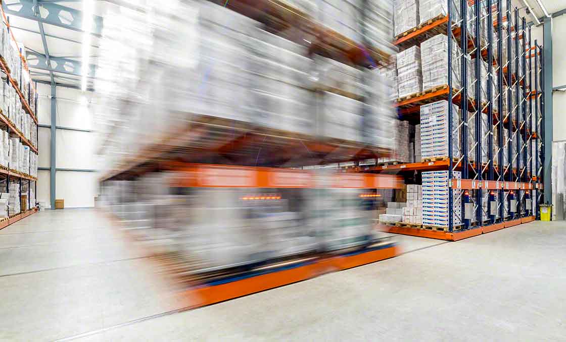 Mobile racks save aisle space, but accessibility to SKUs is limited
