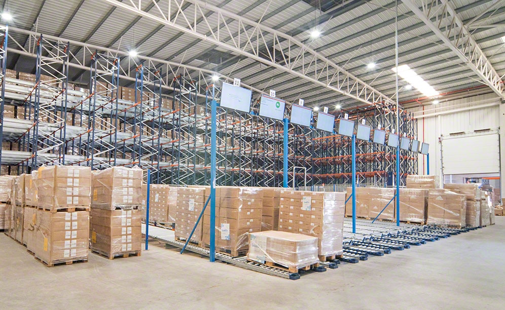 The racks leverage the surface area of Finieco's warehouse The racks leverage the surface area of Finieco's warehouse