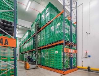 Mobile pallet racking can be used in cold-storage and freezer warehouses