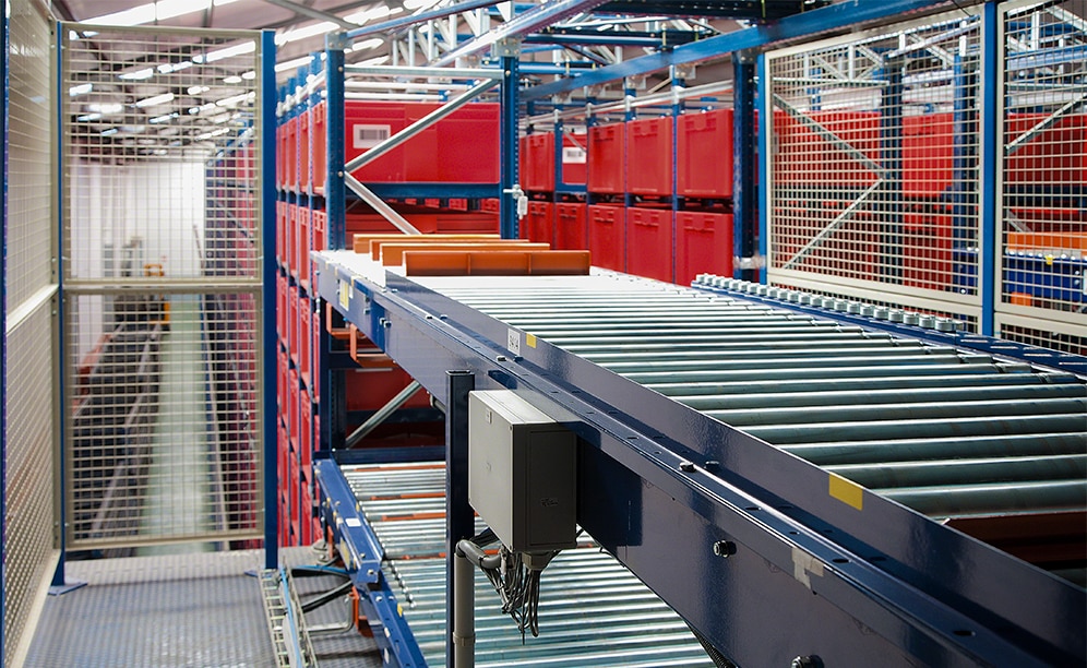 The upper 5 m high double conveyor circuit is connected with the replenishment area The upper 5 m high double conveyor circuit is connected with the replenishment area