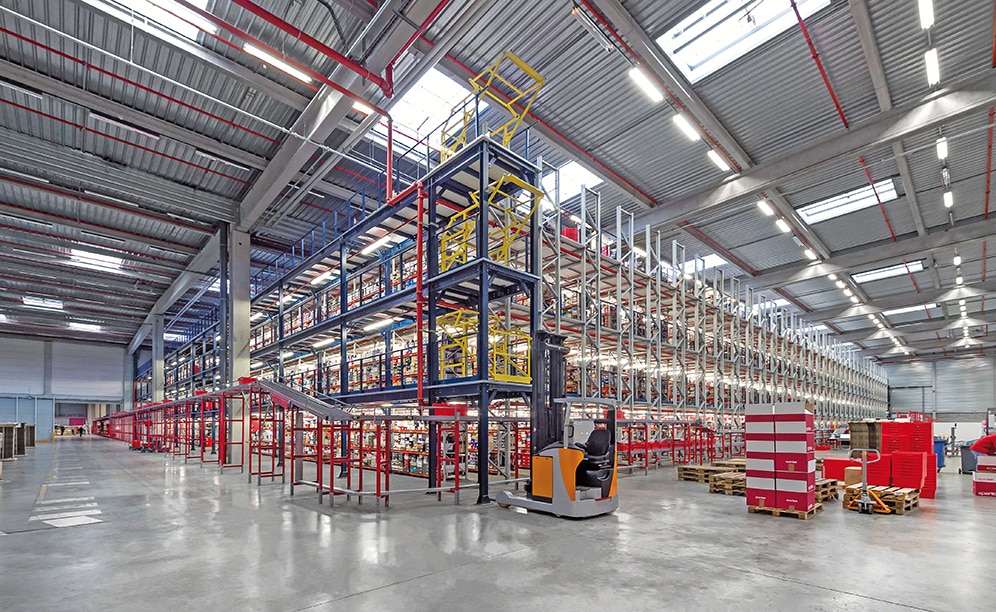 Premise 2 has a mezzanine with racks for picking Premise 2 has a mezzanine with racks for picking