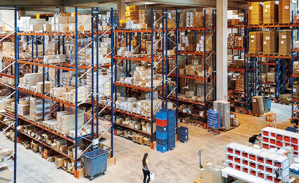 Pallet racking with childcare products Pallet racking with childcare products