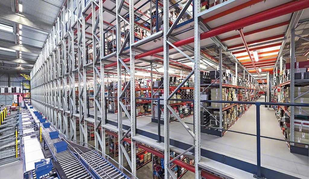 Multi-tier shelving leverages the surface area to increase storage capacity and facilitate order picking