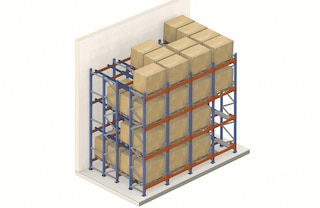 Push-back pallet racking is a high-density storage system offering access to goods from a single aisle