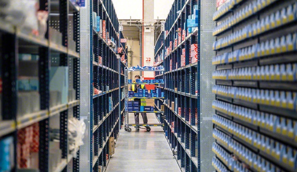 Picking carts are used to prepare orders with small items