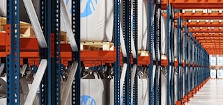 Frames and beams make up the racking in which the pallets are stored