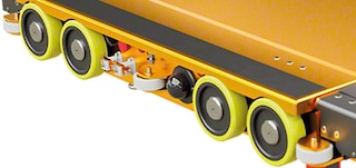 The 3D shuttle is equipped with 8 channel running wheels The 3D shuttle is equipped with 8 channel running wheels