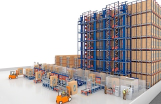 The Pallet Shuttle with transfer cars significantly boosts warehouse productivity