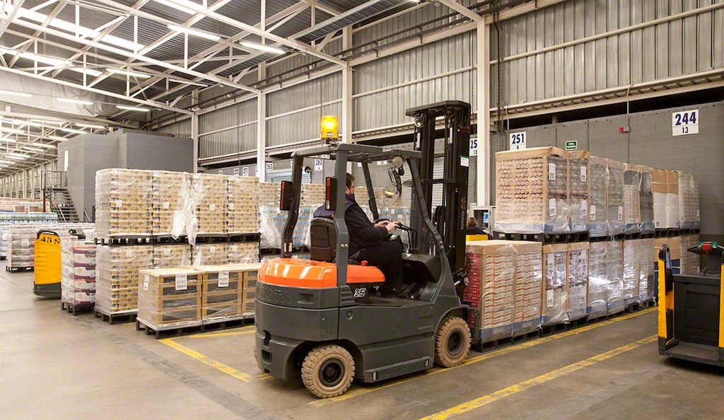 In the receiving area, products arriving at the warehouse are recorded and inspected
