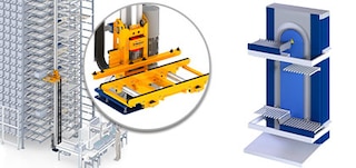 The elevators connect different floors or levels within the system