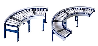 Curved accumulation conveyors enable direction changes