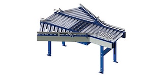 The diverter conveyor reroutes loads to secondary conveyor lines