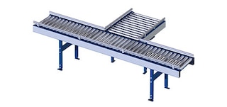 The launcher conveyor executes 90° changes in direction