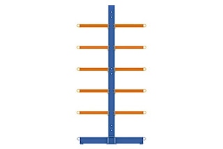 Double-sided cantilever racking doubles storage capacity compared to its single-sided counterpart