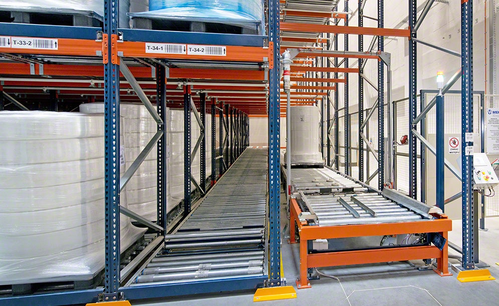 The conveyors connect EcoWipes' warehouse with its production lines