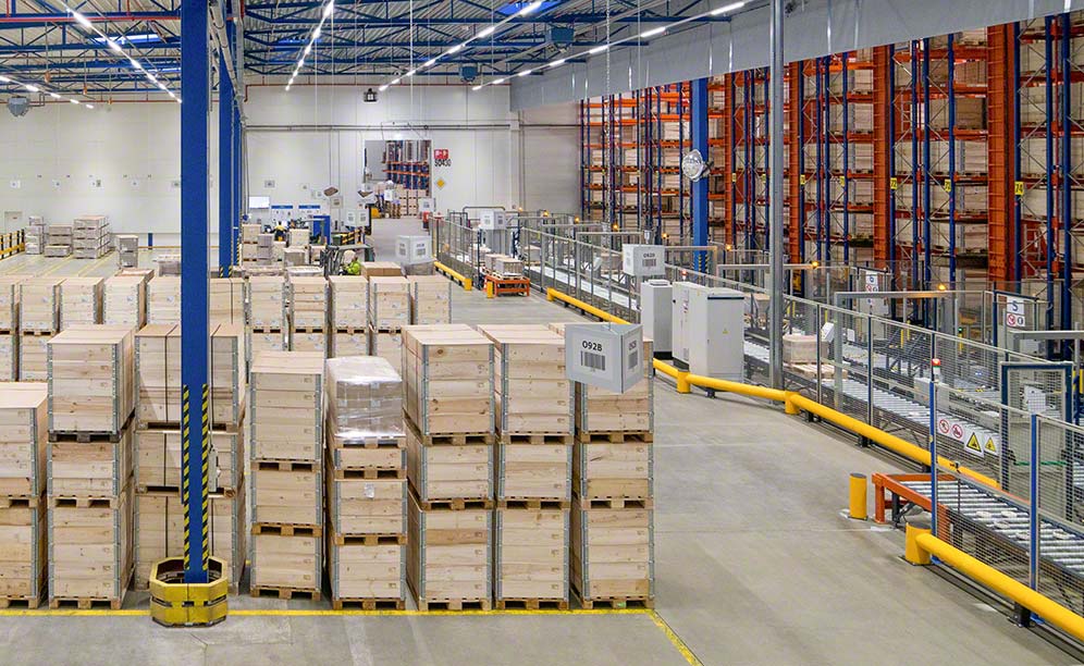 IKEA Components warehouse with trilateral stacker cranes in Malacky, Slovakia