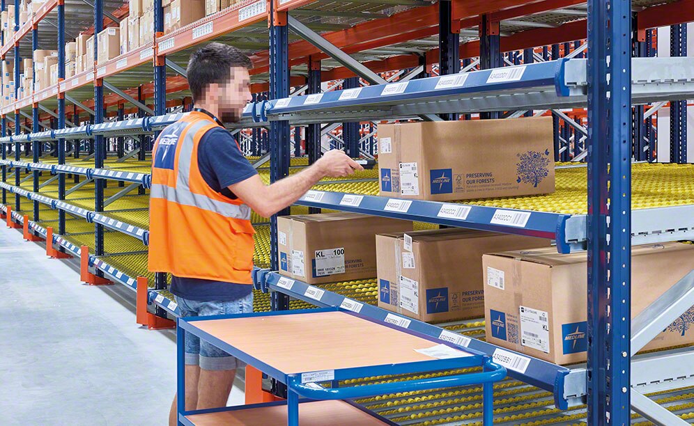 Medline uses levels of carton live storage to manage returns