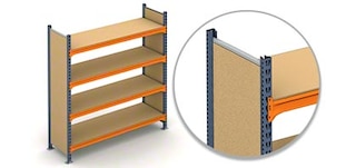 Chipboard side panels provide the racking with an attractive finish