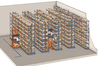 High-bay M7 heavy duty racks configured for use with order picker machines