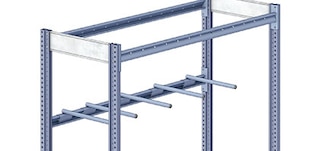 Horizontal dividers allow for the storage of profiles on light industrial shelving